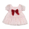 CN Polka Dots Pink Shiny Organza With Red Bow Frock 11074