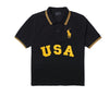 B.X USA Embroided Small Pony Black Polo 11116