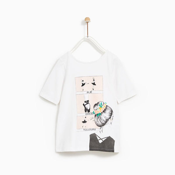 ZR Glitter Plie Dancer Flowers White Top