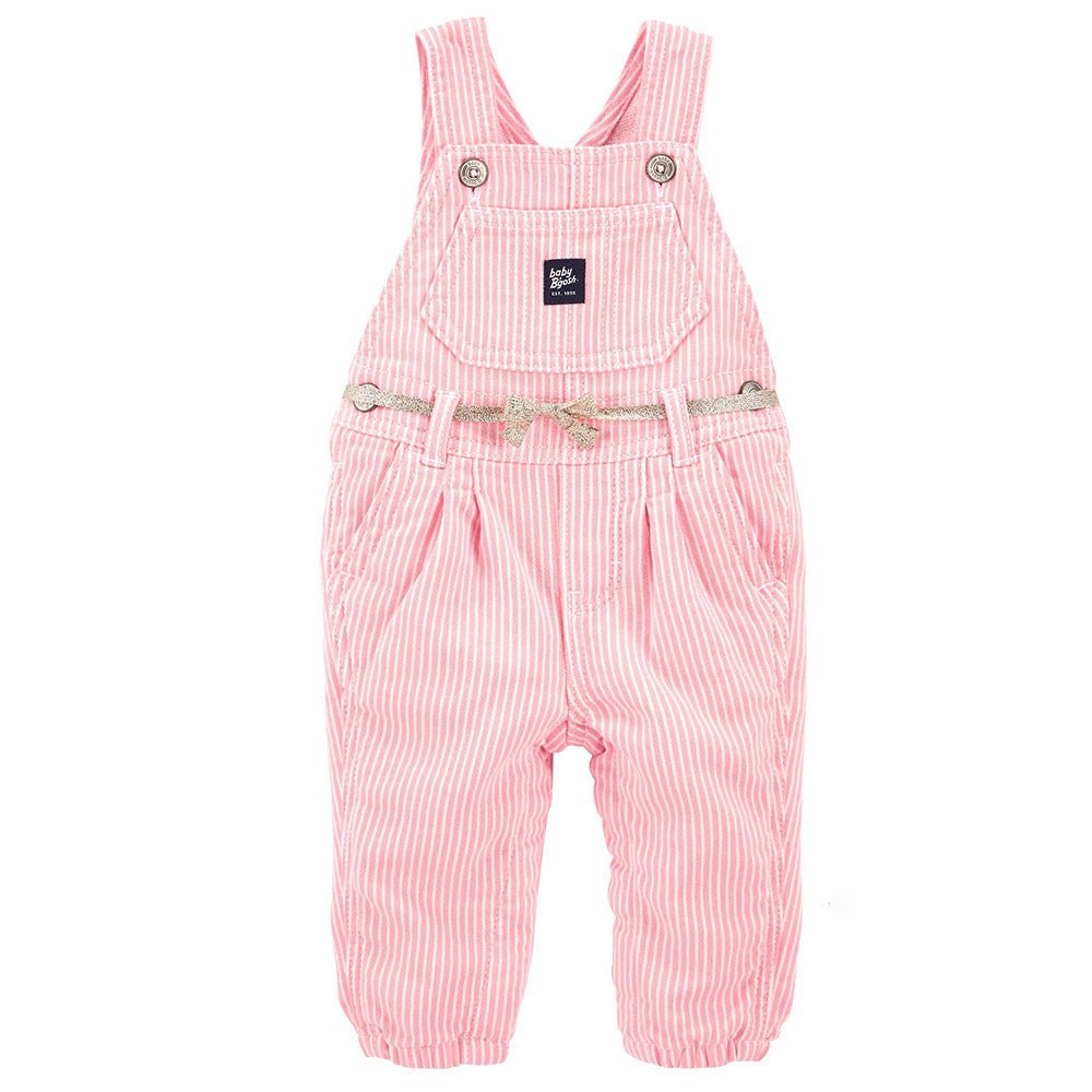 OSK Pink & White Thin Stripes Terry Dungaree 11136