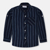 MNG Double White Blue Lines Navy Blue Casual Shirts 10799