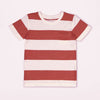 OK Slub Brick Red & White Stripe Pocket Tshirt 4215