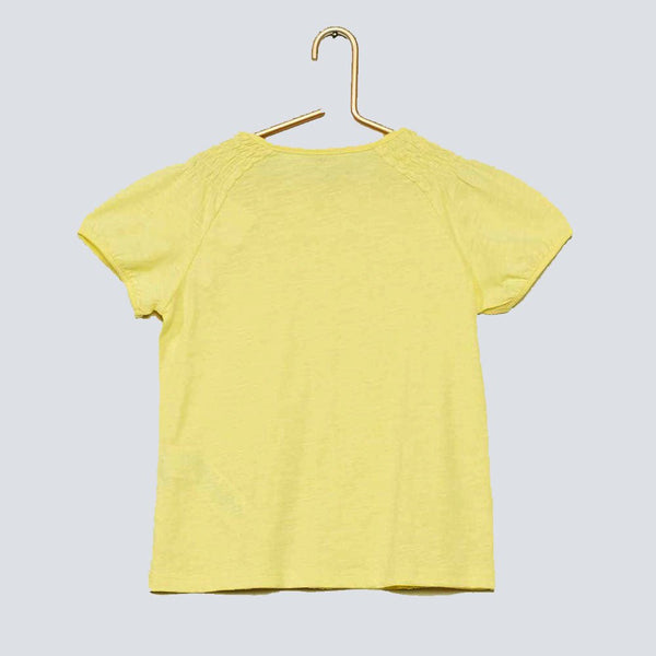 KB Front Lace Style Sleeves Lemon Yellow Top 4450