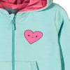 51015 Print Heart Turquoise Hoodie 3158