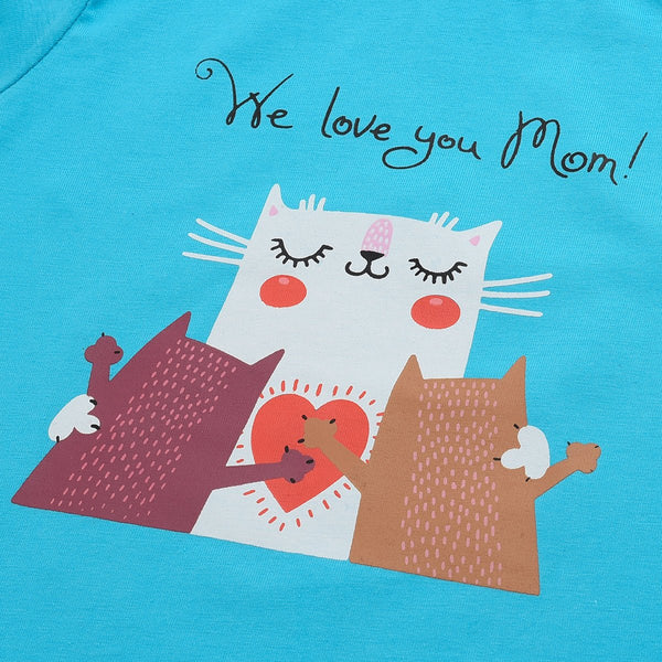 B.X We Love You Mom Blue Tshirt 4823