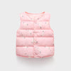 BYU Bird Print Loose Quilted Sleeveless Pink Jacket 7659