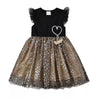 VKT Aplic Heart Golden And Black Fancy Star Frock 8716