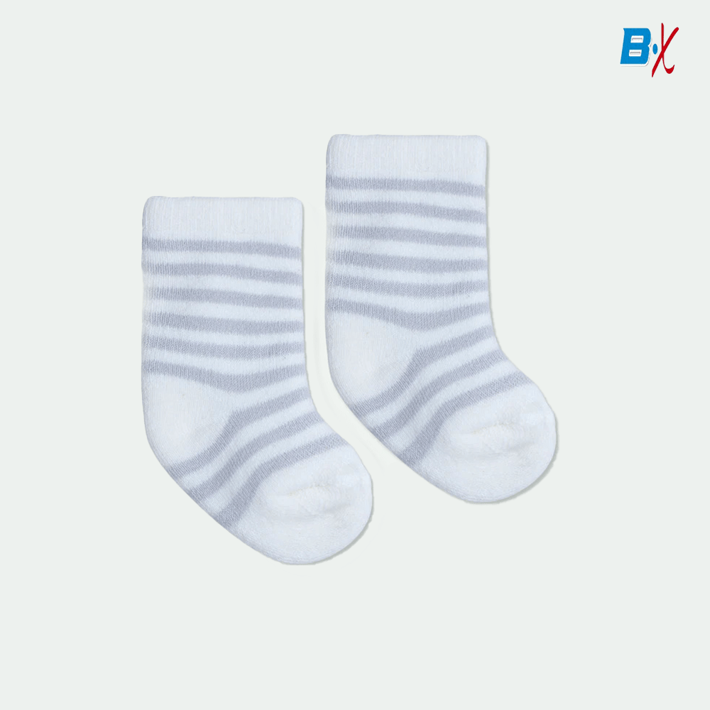 In Extenso Blue White & Grey Stripes 2 Pairs Baby Socks 10283