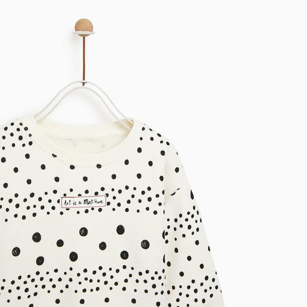 ZR Black Doted White Sweatshirt 380