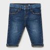 OM Dark Blue Contrast Belt Back Pocket Style Denim 1162