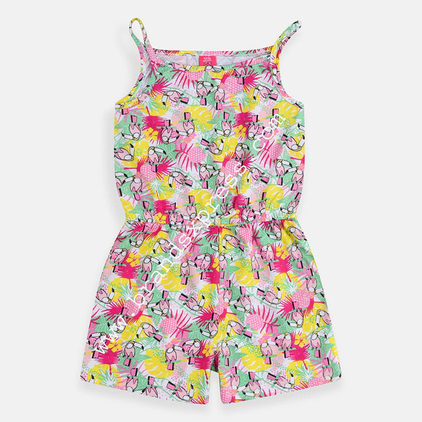 K&K Birds Jungle Multi Color Sleeveless Jump Suit 4648