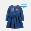 CRT Chest Embroidered Denim Blue Frock 7365