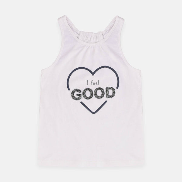Ok I Feel Good Applic White Sleeveless Top 2059