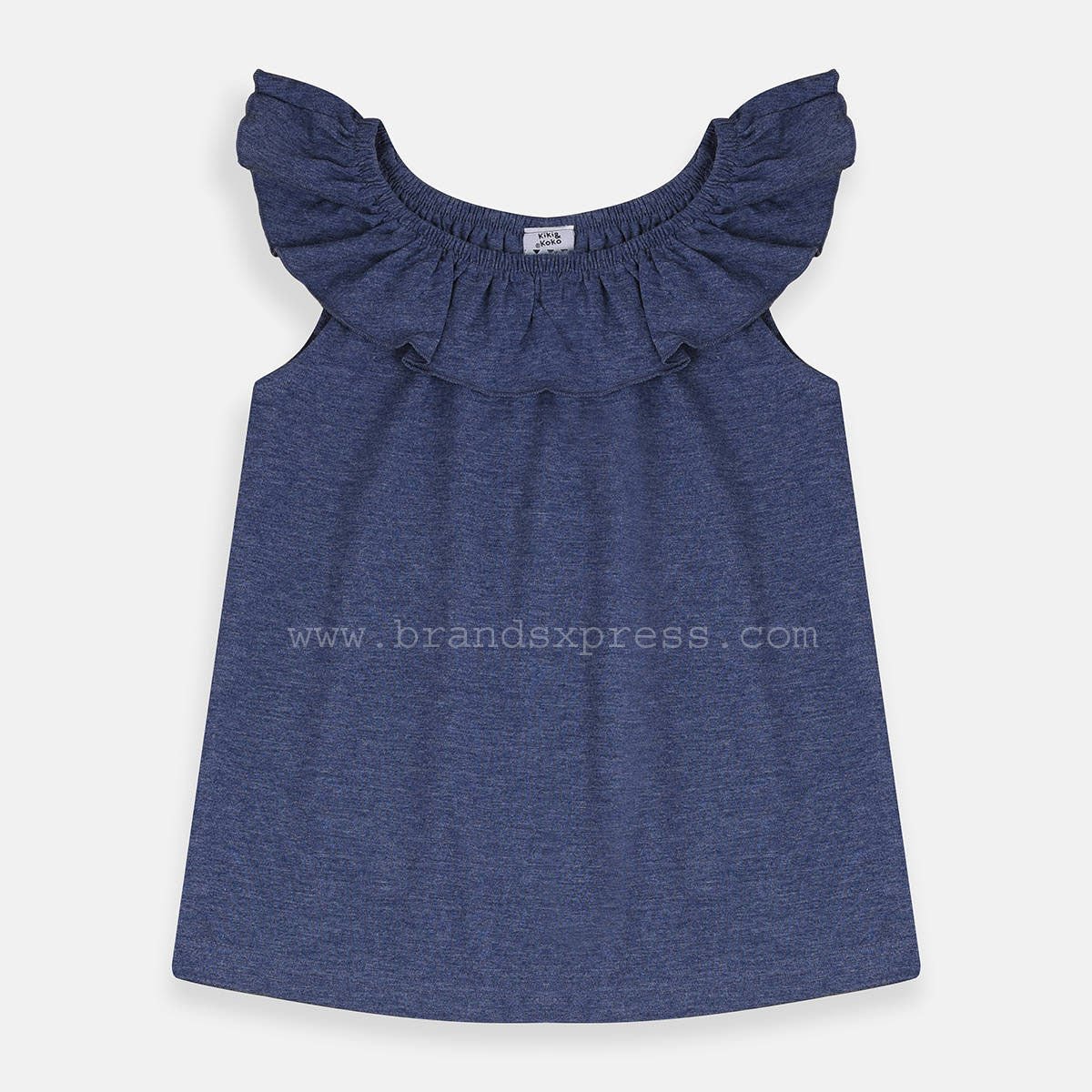 YK Neck Frill Plain Dark Grey Top 5017