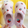 Strawberry Embroidered Soft Pink Warm Slippers 8160