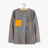 LS Full Sleeves With Contrasting Pocket Grey Tshirt 3532