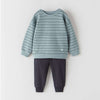 ZR Thin Stripes Dull Cadet Blue Sweatshirt Dark Blue Trouser 2 Piece Set 7744