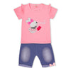 Yougi Pink Bunny With Red Purse Applique 2 Piece Set 2262