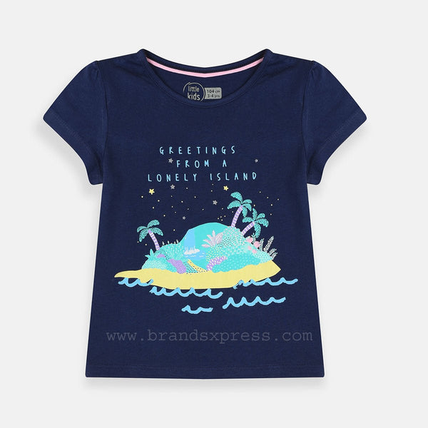 LK Greeting From a Lonely Island Navy Blue Top 4614