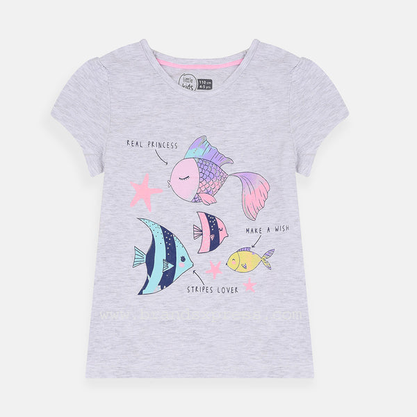 LK Texture Grey Real Princess & Fish Printed Top 4613