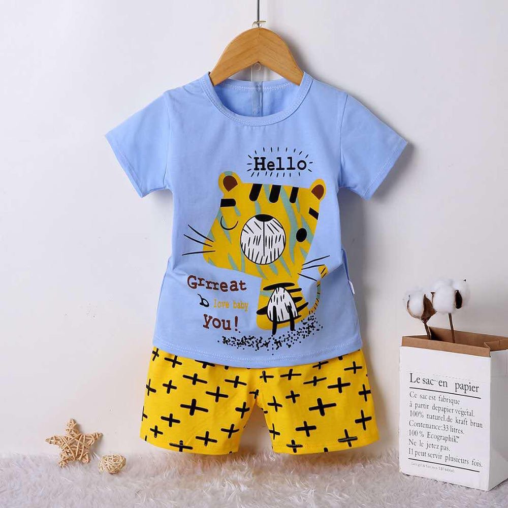 2 Piece Set Hello Little Tiger Blue 2156