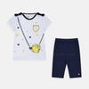 CHO Love Shoulder Heart White & Navy Blue Top & Trouser 7467