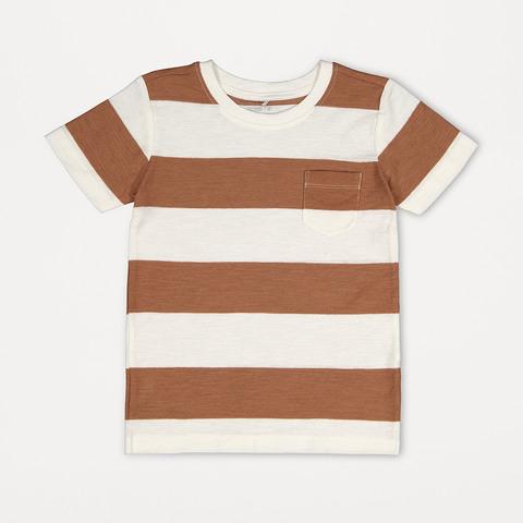 OK Slub Brown & White Stripe Pocket Tshirt 4217
