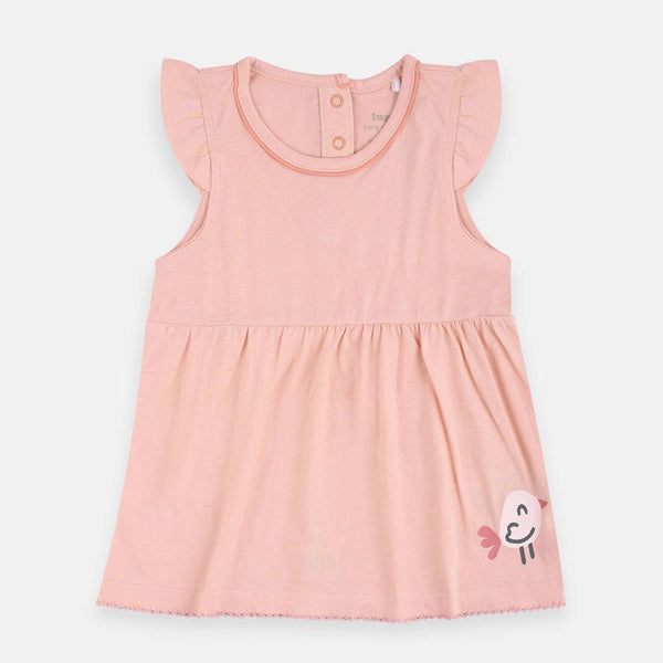 LUP Baby Tunika Bird Print Tea Pink Frock 1491