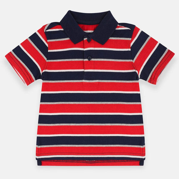 PNL Red and D.Blue Stripes Cotton Polo 1529