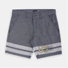 OM 83 Applic Denim Blue Cotton Shorts 1397