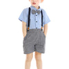 JD Prince Cadet Blue Gallace Shorts & Shirt Set With Bow 9256