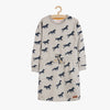 LS Over All Horse Printed Texture Grey Dress 3541