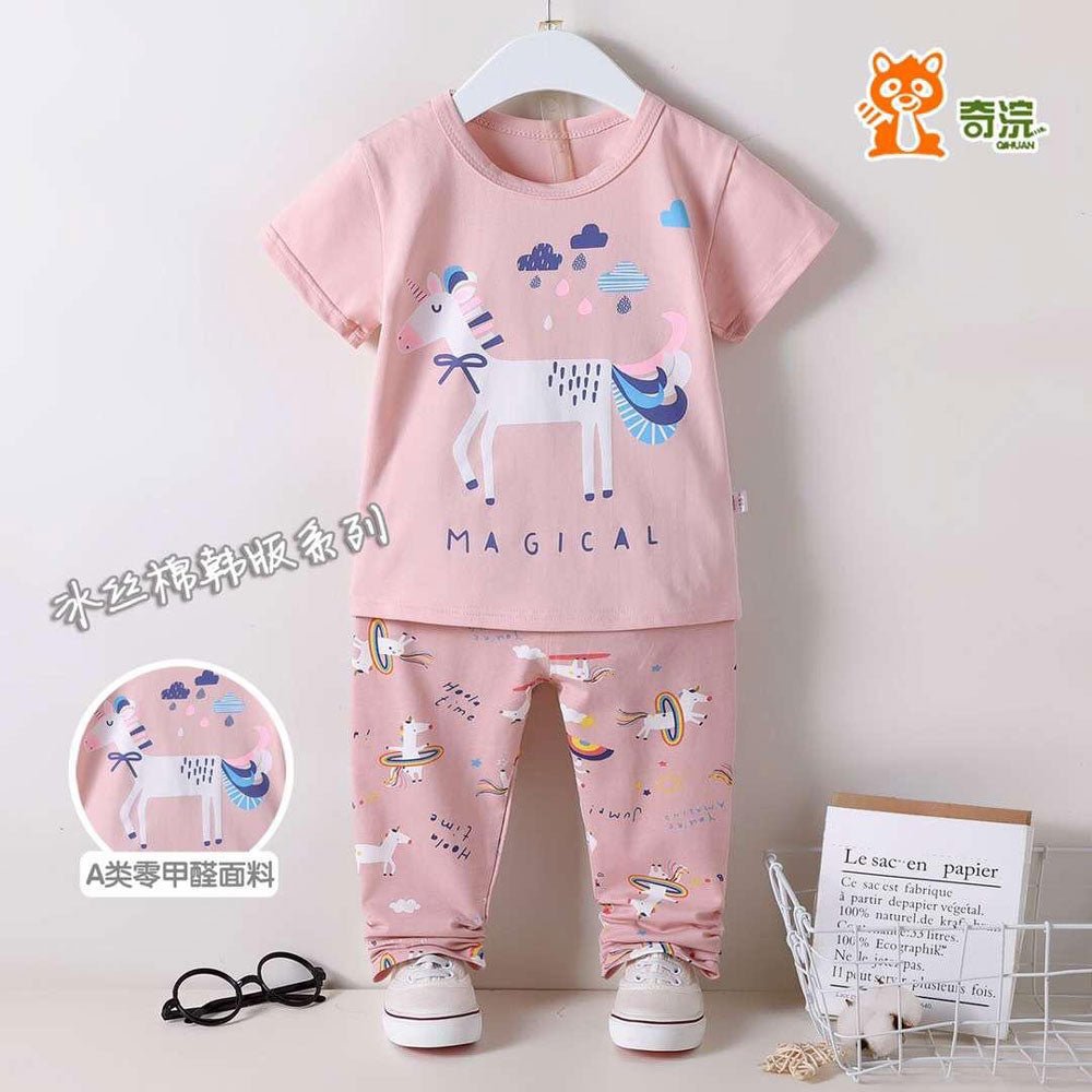 2 Piece Set Magical Unicorn Tea Pink  1839
