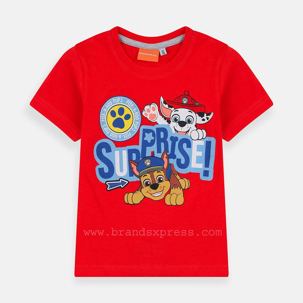 NKL PP Puppy Surprise Printed Red Tshirt 4713