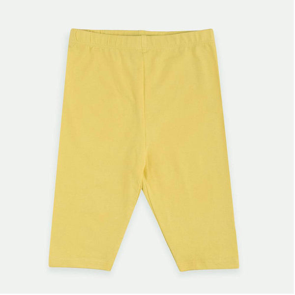 ZR Plain Soft Yellow Short Capri Style Legging 4766
