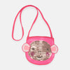 Cartoon Face with Ears Sequence Pink Mini Purse 2204