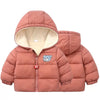 Duyi Bear Print Fleece Inner Brick Corel Puffer Jacket 7638