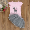 Bab Glitter Cat & Flower Short Style Grey Skirt set 2611