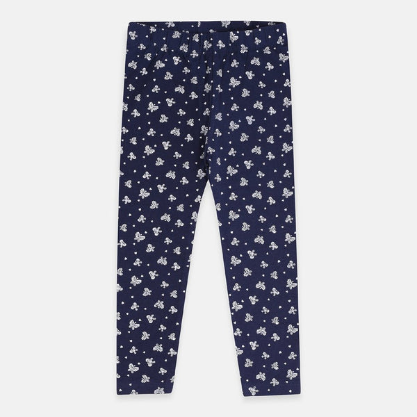 INEX All over White Butterflies Print Navy Blue Legging 2368