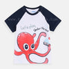 SC Printed Octopus White & Blue Tshirt 4616