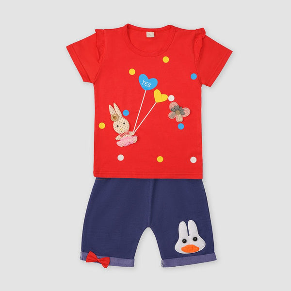Yougi Red Yes Heart Butterfly Applique 2 Piece Set 2278