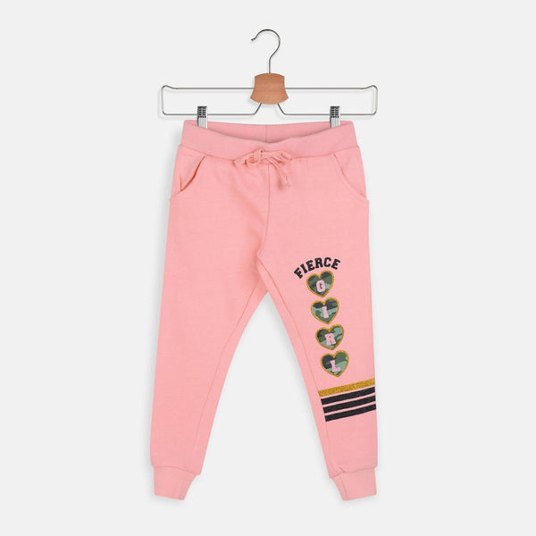 PV Glitter Heart Fierce Girl Tea Pink Fleece Trouser 2416
