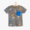 LS Blue Pocket With Geometric Patterns Grey Tshirt 3537