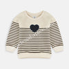 IR Black Heart With Brown  Stripes Off White Sweatshirt 2981