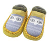 Mustard Bottom Grey Owl Face Socks Booties 4525