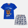 NKL PP Current Mood Happy Dog Printed Royal Blue & Grey 2 Piece Set 4811