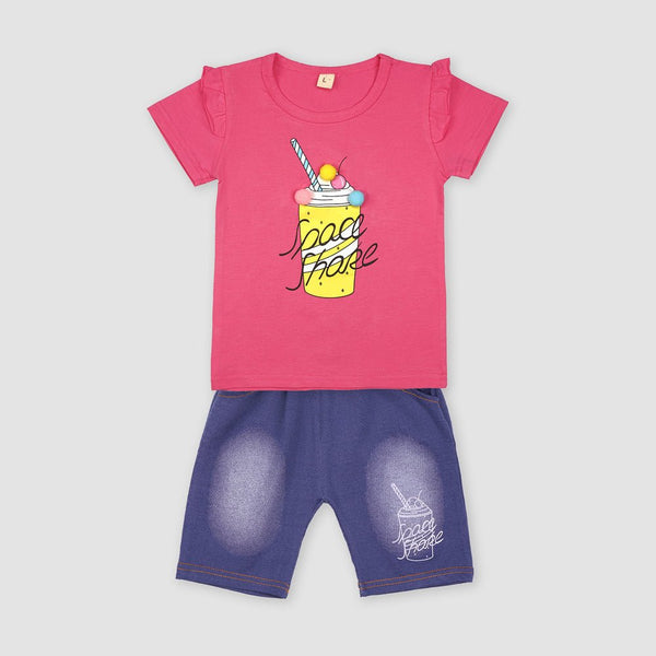 YGI Shocking Pink Space Share Juice Print 2 Piece Set 2285