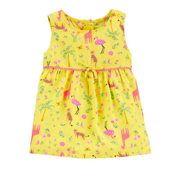 CRT Jungle Animals Print Loose Flare Yellow Top 4075