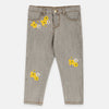 OM Baby Girl Grey Yellow Flowers Embroided Denim 1283