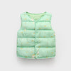 BSY Duck Print Loose Quilted Sleeveless Soft Green Puffer Jacket 7660